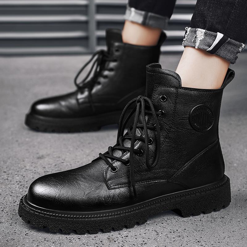 Fashion All-match Lace-Up Male Comfortable Ankle Boots Real Leather Men's Casual High Top Shoes 2024 New Arrival  Boots for Men