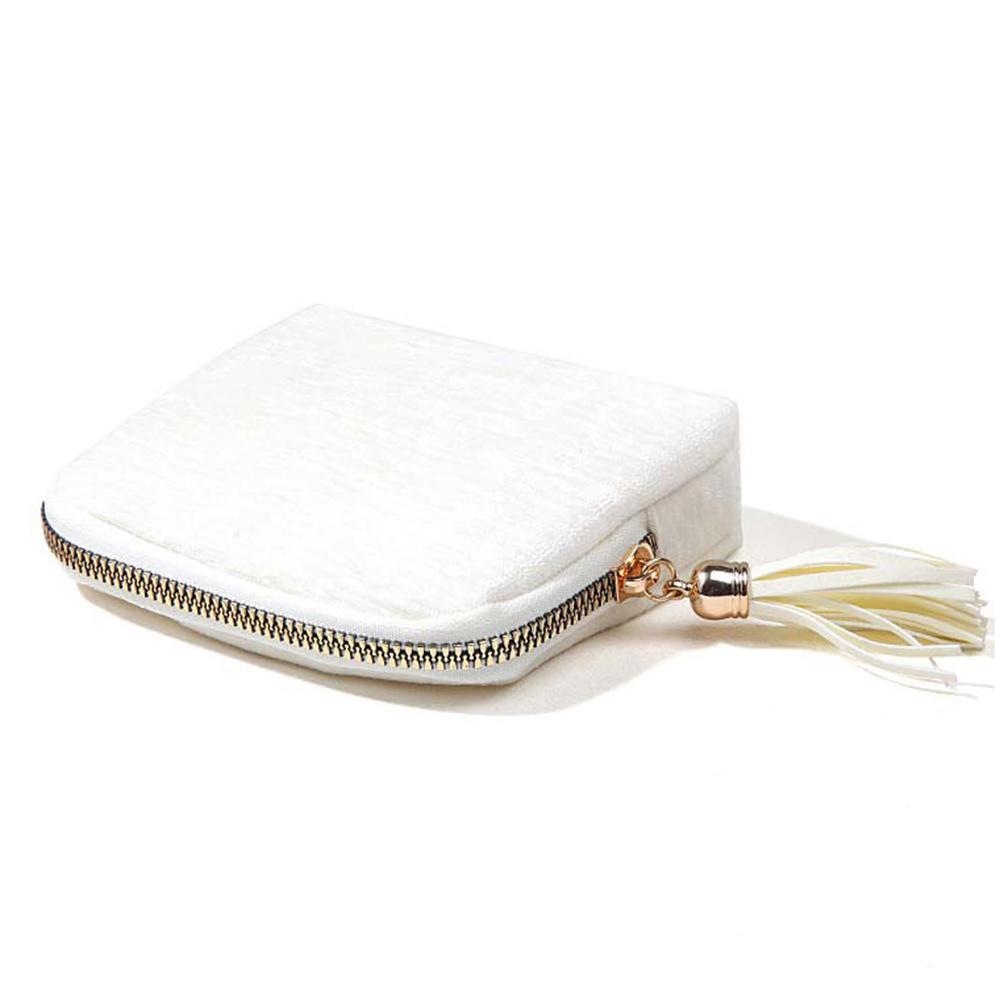 

Jewelry Organizer Bag Tassel Zipper Pouch Multi-Compartment Storage Case for Rings Pendants Bracelets C