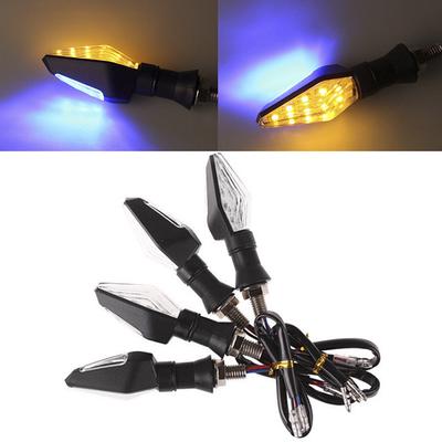 12 Led Bursztynowy+Niebieski Motocyklowy Kierunkowskaz Światło Wskaźnikowe Migacz Uniwersalny
