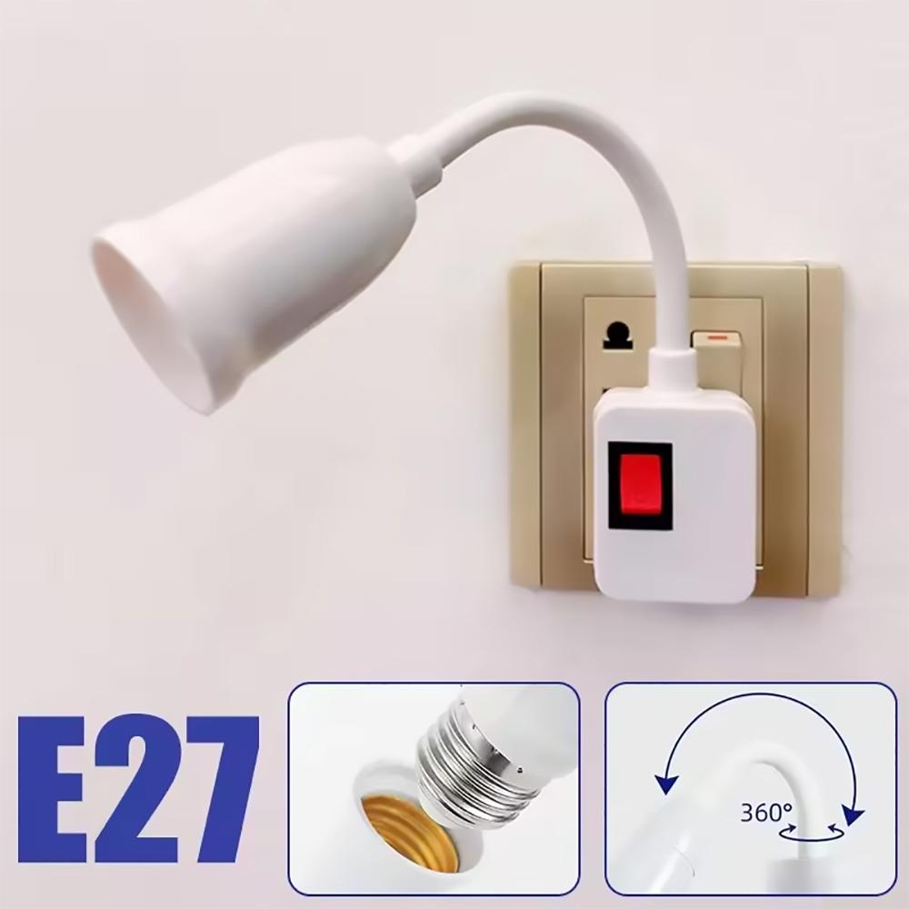 Přímé zásuvné otočné svítidlo s paticí E27, držákem žárovky a vypínačem, EU zástrčka, držák lampy, LED stolní lampa, LED základna lampy, základna lampy
