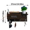 Wooden Wall Mailbox And Holder With Hooks Wall Mounted Letter Container 85AD