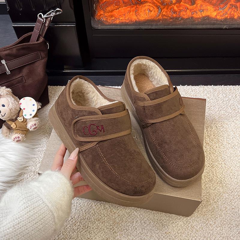 2025 autumn and winter shoes Velcro fleece thickened Boken shoes Velcro versatile non-slip warm cotton boots