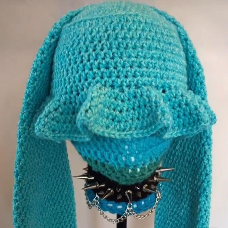 New Hand Knitted Embroidered Big Brim Hollow Fisherman Hat Showing Face Little Cute Knitted Hood