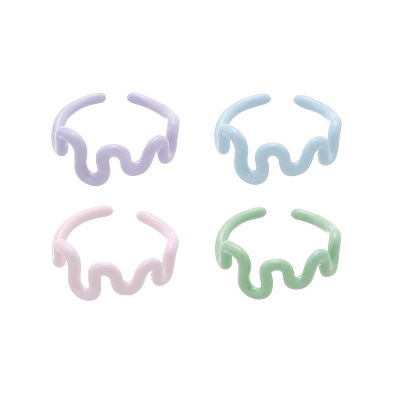 YOK Simple Curved Macaron Color Open Ring for Women