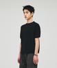 ECORR Waffle Henley Neck Crop Short Sleeve T-Shirt_Black