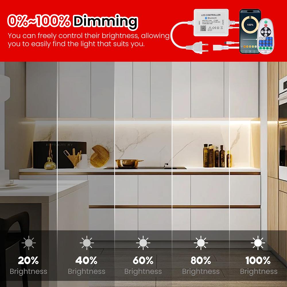 Dimmable COB LED Strip Light 220V Smart Tuya WIFI Adhesive Tape Bluetooth 23key Remote Control Kit 240LED/m Waterproof Flex Lamp