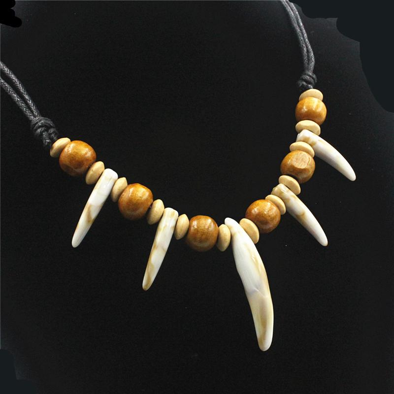 

Племенное имитация зубов волка бисерное ожерелье регулируемая длина парное ожерелье амулет подарок