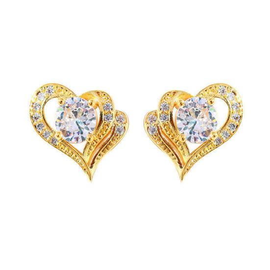 

1 Pair Women Earring Heart-shaped Fashion Jewelry Alloy Woman Ear Studs Jewelry Gift for Party золотистий