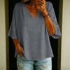 Women Lightweight Loose V Neck Tops  Casual 3/4 Sleeve Linen Shirts