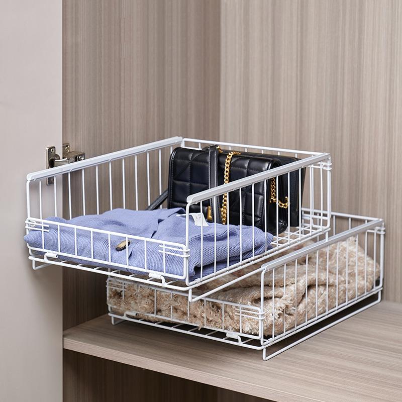 Органайзер для шкафа Шкаф-гардероб Корзина для хранения Железная проволока Шкаф Штабелируемая полка Вешалки для одежды Носков Нижнего белья 41x31x155cm белый 3530₽