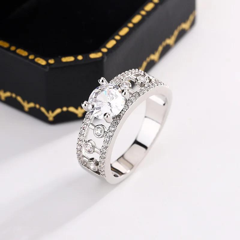 

медь Изысканное кольцо с муассанитом «Капля росы» с полым узором для женщин, полностью покрытое бриллиантами, платиновое ювелирное изделие, подарок на вечеринку, день рождения 10