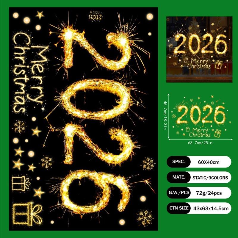 Christmas Window Stickers Christmas Wall Sticker Kids Room Wall Decals Merry Christmas Decorations For 2026 New Year Stickers