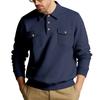 Mens Long Sleeve Polo Collar Casual Workwear Sweatshirt With Pockets