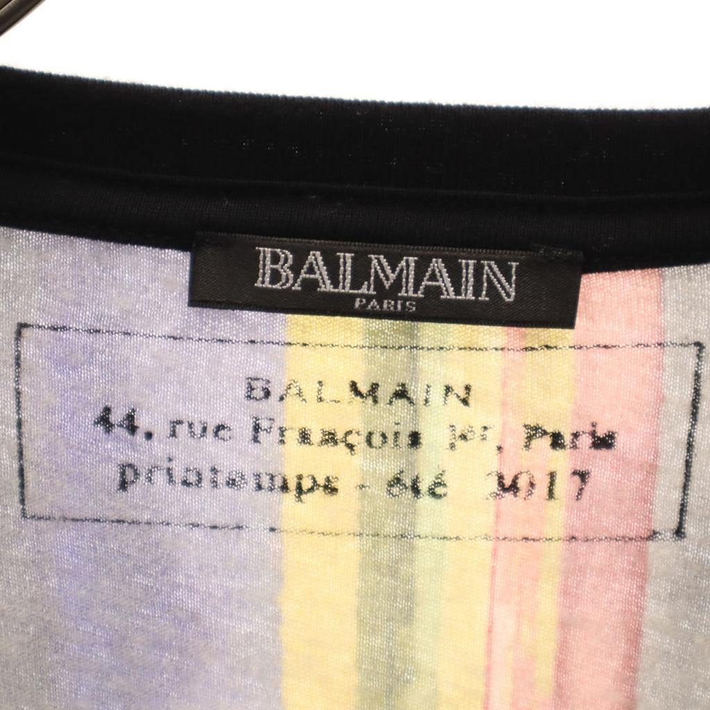 BALMAIN Made in Portugal Striped Pattern Short sleeve T-shirt XS Multi Men's Used