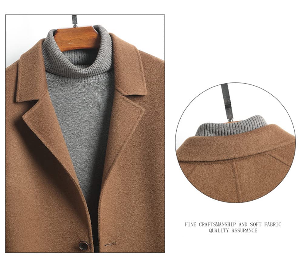 JINLUN Wool Chesterfield Slim Perfect for and Stylish Outerwear Men's Coat, Fit, Business, Casual, Commuting, School, Fall/Winter (4XL, Coffee)