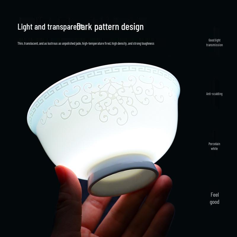Qiao Yan Bone China High-Footed Bowl - Anti-Scald Ceramic Rice, Noodle, Porridge, and Soup Bowl with Underglaze Color.