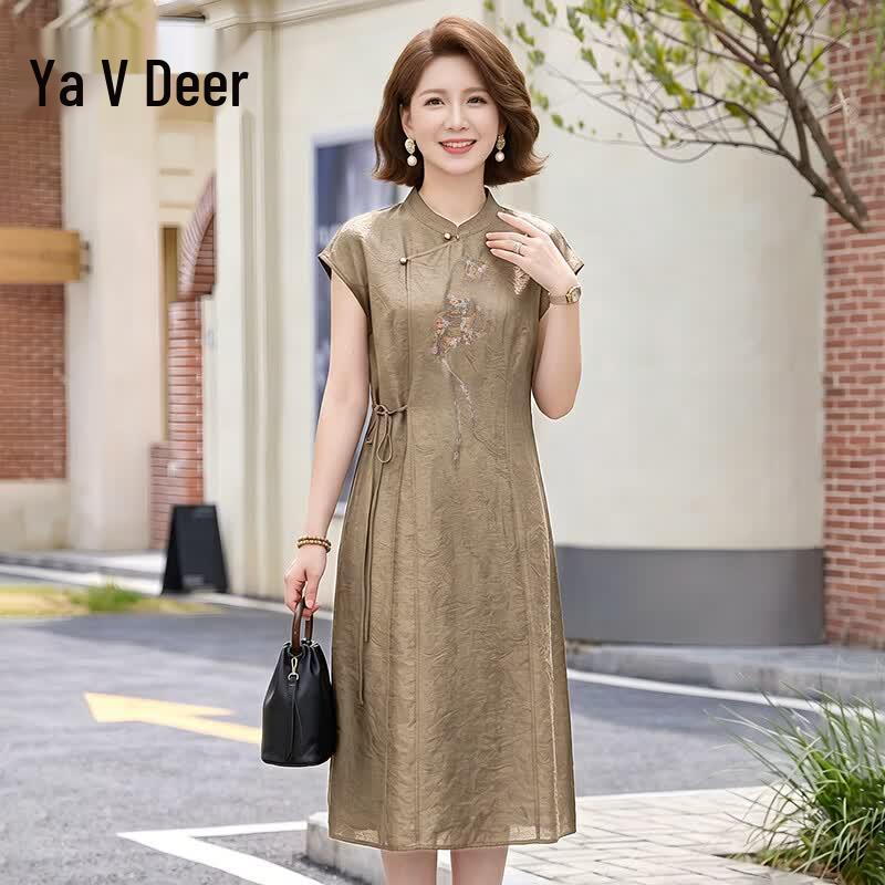 Yalu Women s New Chinese Style Summer Short Sleeve Dress 3XL