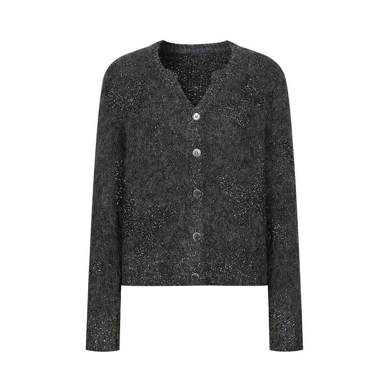 JUZI Annakou Women's Twinkling Stars Mohair Wool Sequin Knit Cardigan