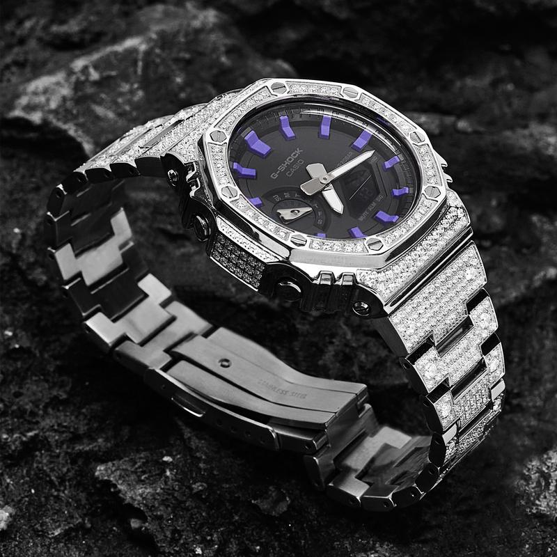 CASIO Customized watch modified series 811 manufacturing Farmhouse Oak GA-2100-1A1 modified-Amethyst Black GA-2100-1A1PR(Watch80-GaiZhuang-ZiJing)