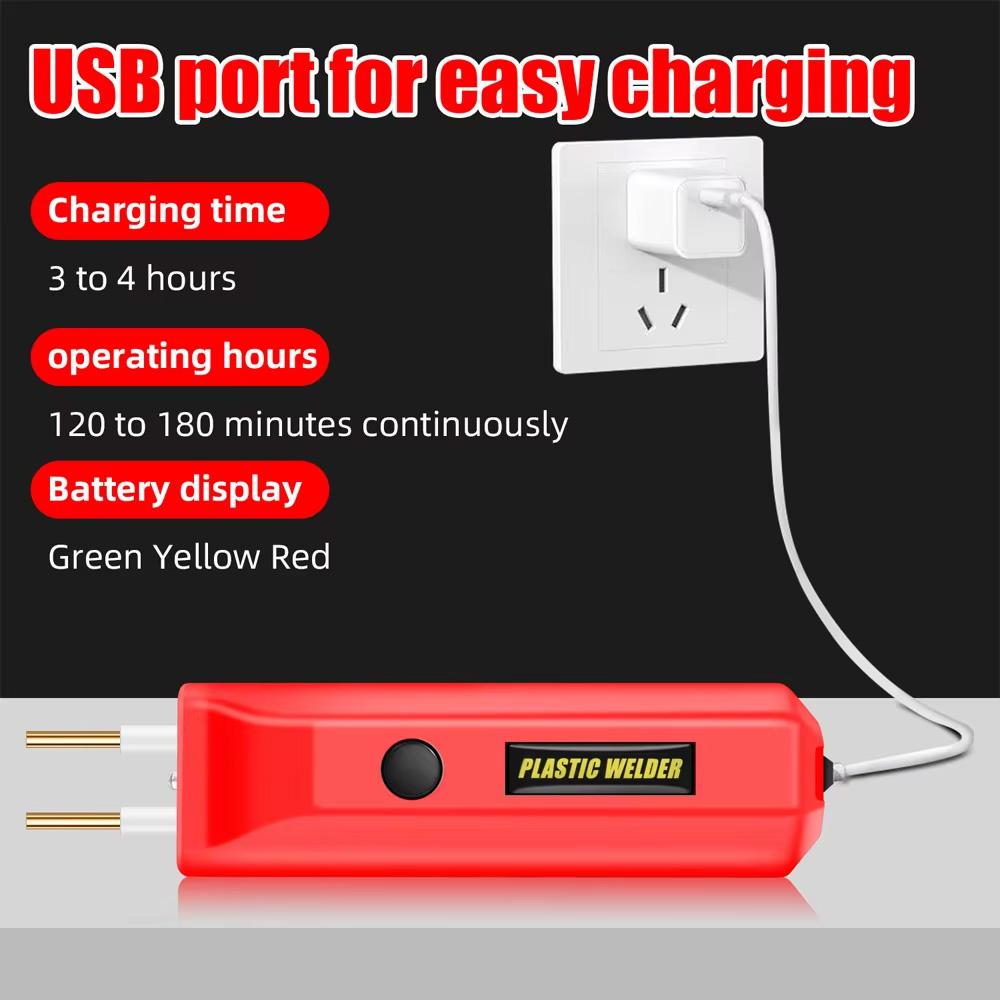 Cordless Plastic Welding Kit with 200 Staples USB-C Charging Battery Powered Plastic Stapler Welding Kit for Auto