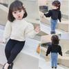 Girls' Thickened Puff Sleeve Long-Sleeve T-Shirt, Half-High Collar, Spring/Autumn , Baby & Toddler Top