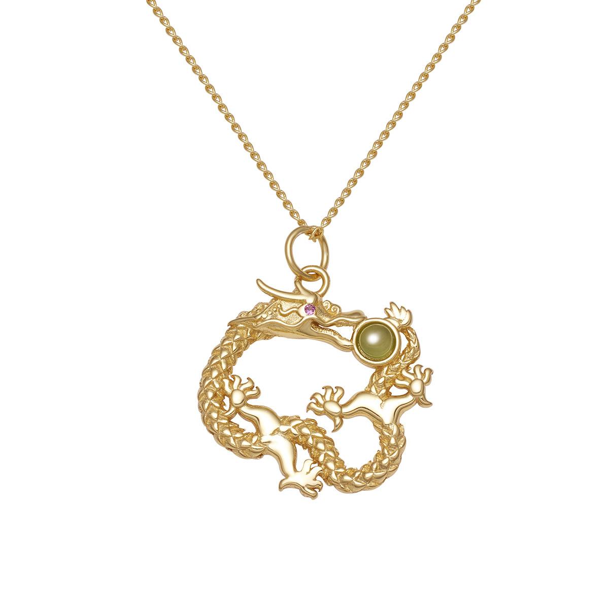 

Ожерелье из двойного дракона из стерлингового серебра S925 с бусинами для женщин из яшмы, зодиакальный дракон, год рождения 925 silver