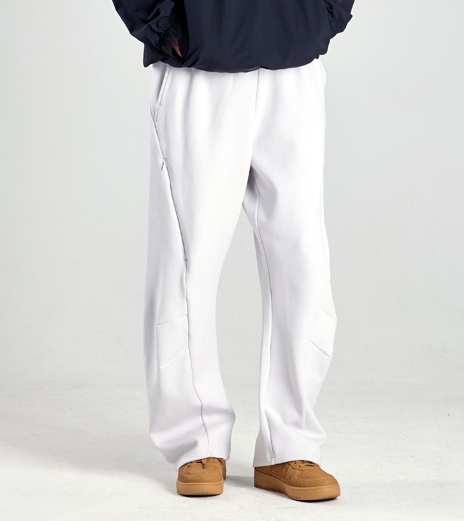Beoteunseoul Lycra Curved Elastic Waist Pants (White)
