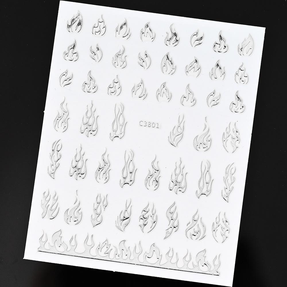 Bronzing Solid Color Butterfly Flame Nail Art Sticker 3D Adhesive Self-Adhesive Sweet Wind Nail Decorative Patch