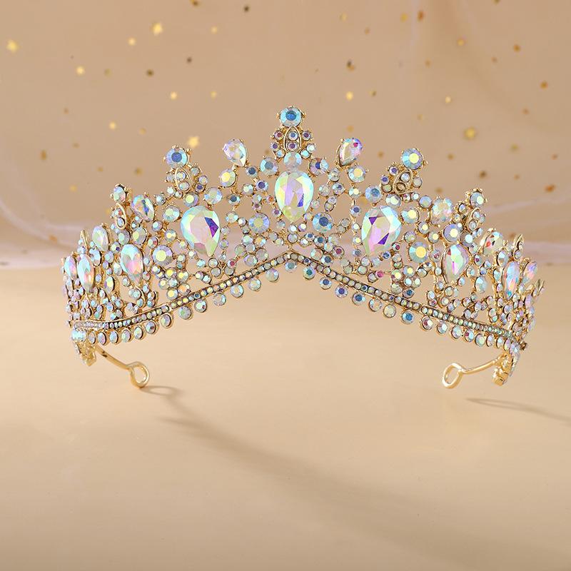Vintage Baroque Dark Blue Crystal Crown Bridal Hair Accessories Elegant Queen Tiaras Diadem Girls Wedding Dress Headbands