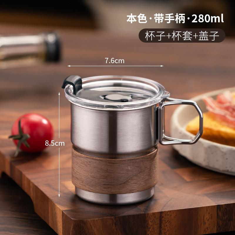 280ML Beer Wine Cups with Lid Stainless Steel Camping Cup Tea Coffee Milk Mug Stackable Picnic Water Cup for Travel Hiking