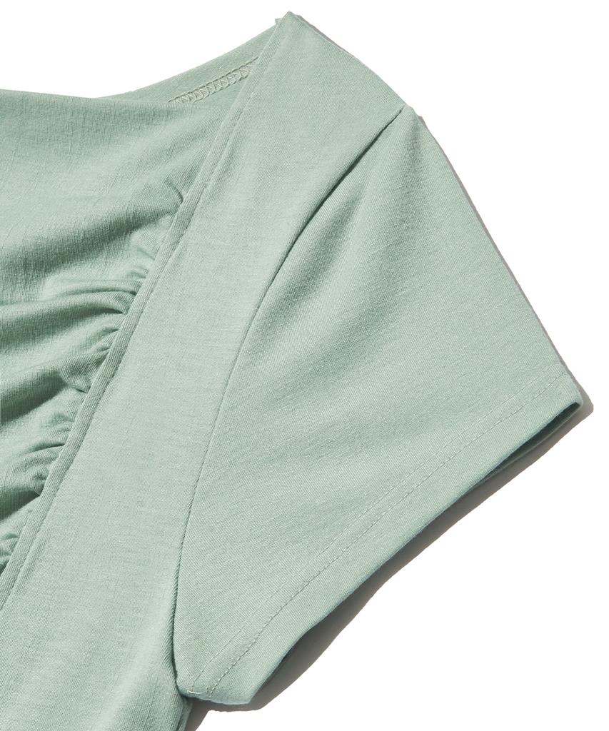 PEACE MAKER Ribbon Shirring Tee (Mint)