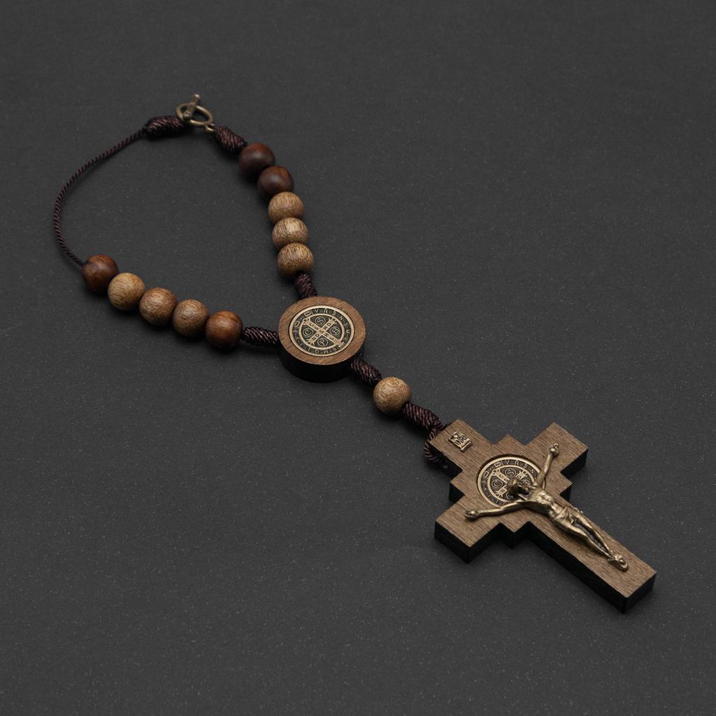 Intercession Car Rearview Mirror Rosary (Saint Benedict)