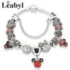 Pandora Style Mickey & Minnie Cartoon Bracelet
