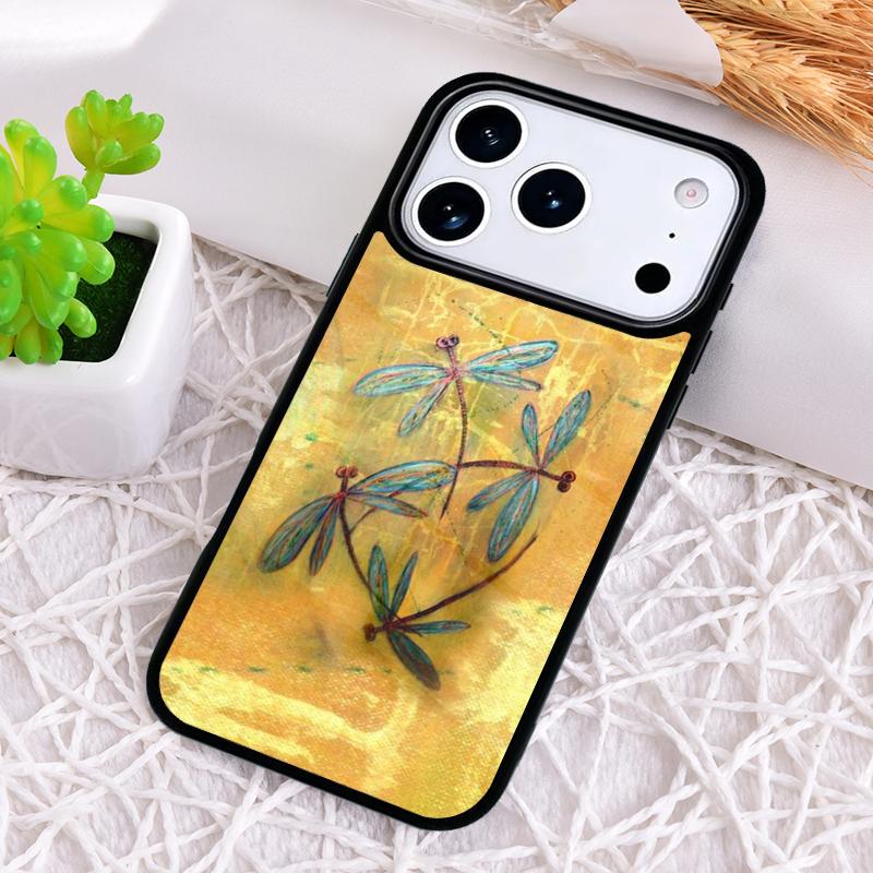 Dragonfly Insect Pattern Phone Case for iPhone 17 Air 16 15 11 12 14 13 Pro Max Shockproof Cover