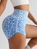 High Waisted Fitness Leggings Leopard Print Yoga Shorts Push Up Female Short Pants Women Hip Lifting Running Side Fold Shorts