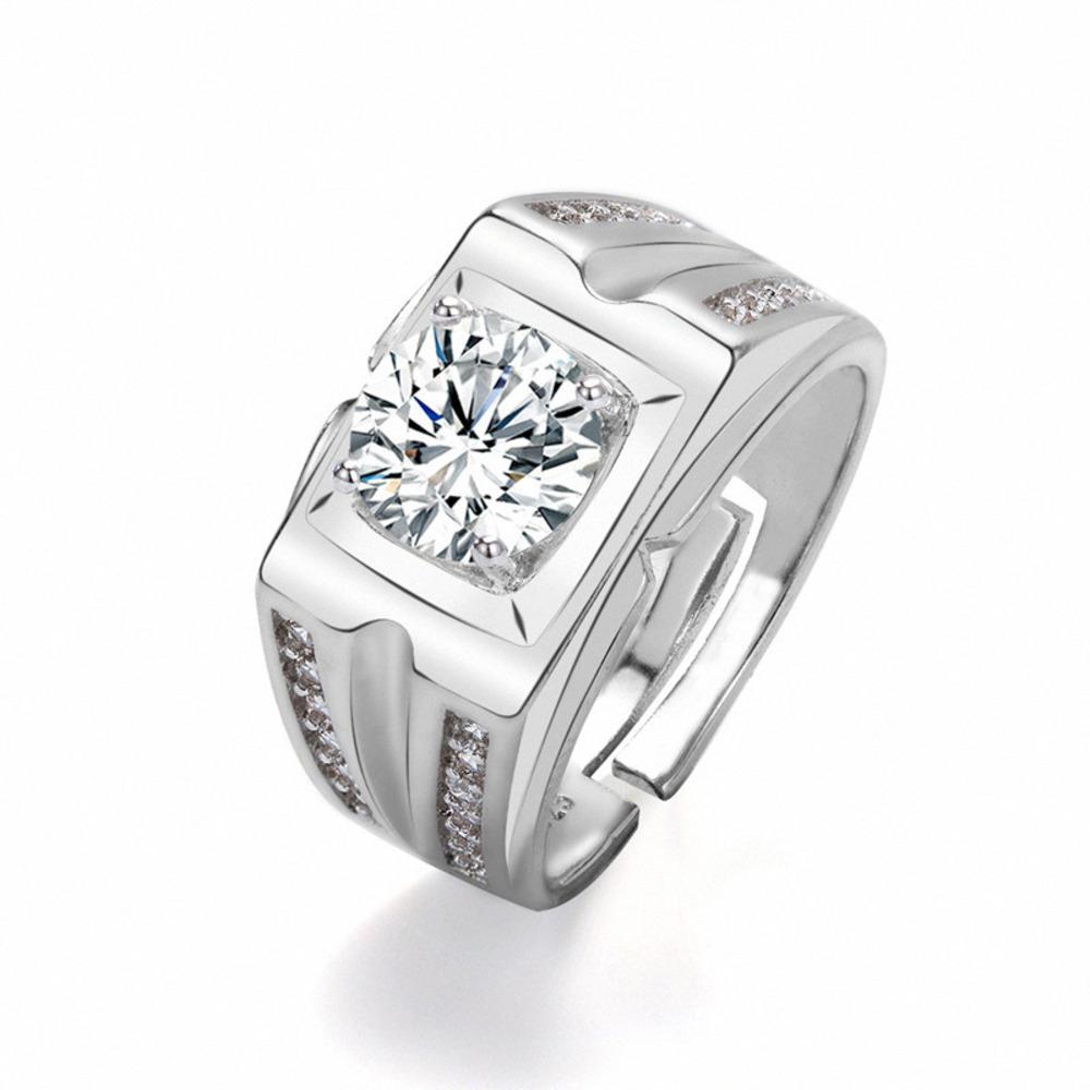 Wosikate Korean Square Zirconia Ring For Men Trendy Domineering Copper Fashion Jewellery Finger Ring Adjustable