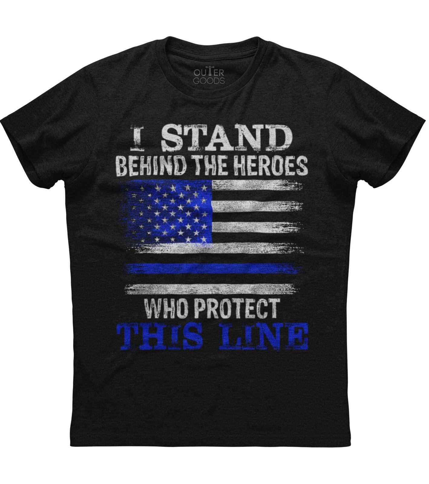 Thin Blue Line Flag Police Hero Law Enforcement Support Unisex Black T-Shirt XL