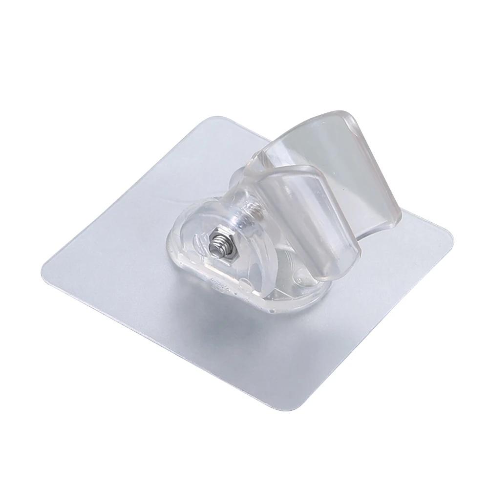

Home Shower Head Holder Bracket 7.2*7.2cm Black PC Transparent Wall Mount Self-adhesi Suitable For Most Shower прозорий