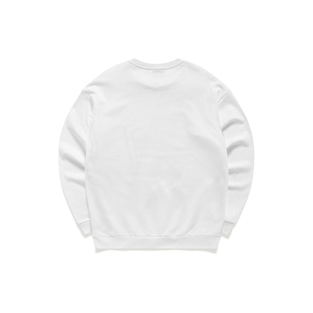 FILA Fusion Letter Print Logo Pullover Long Sleeve College Sweatshirt Men sweatshirt White T11M212203FWT