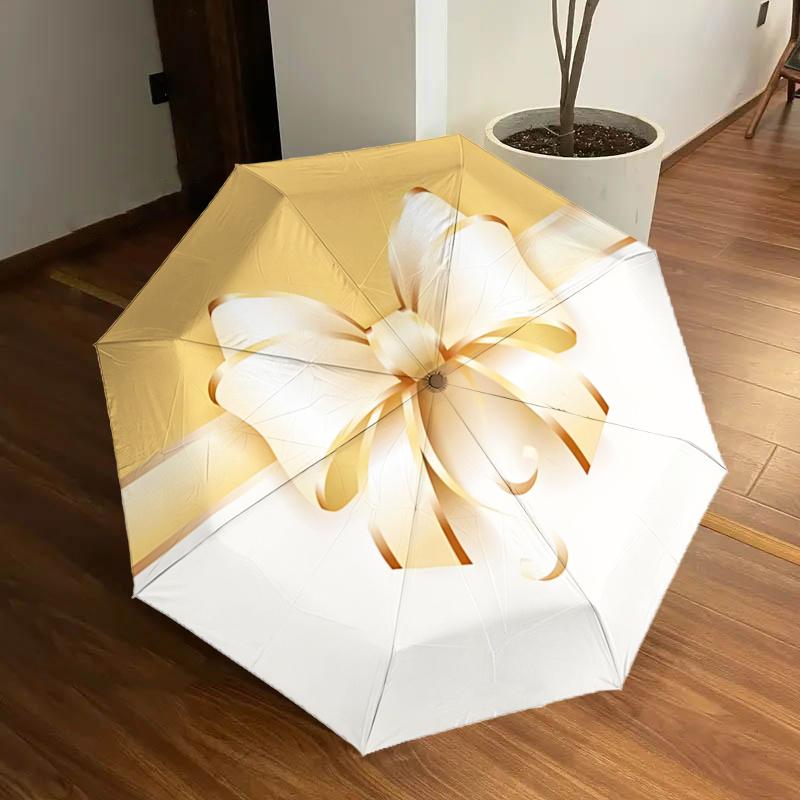 

Golden Bow Ribbon Gift Box - Perfect for Automatic Opening/Closing Umbrellas, Portable Folding Design, 8-Bone Iron Frame Outdoor Umbrella, F