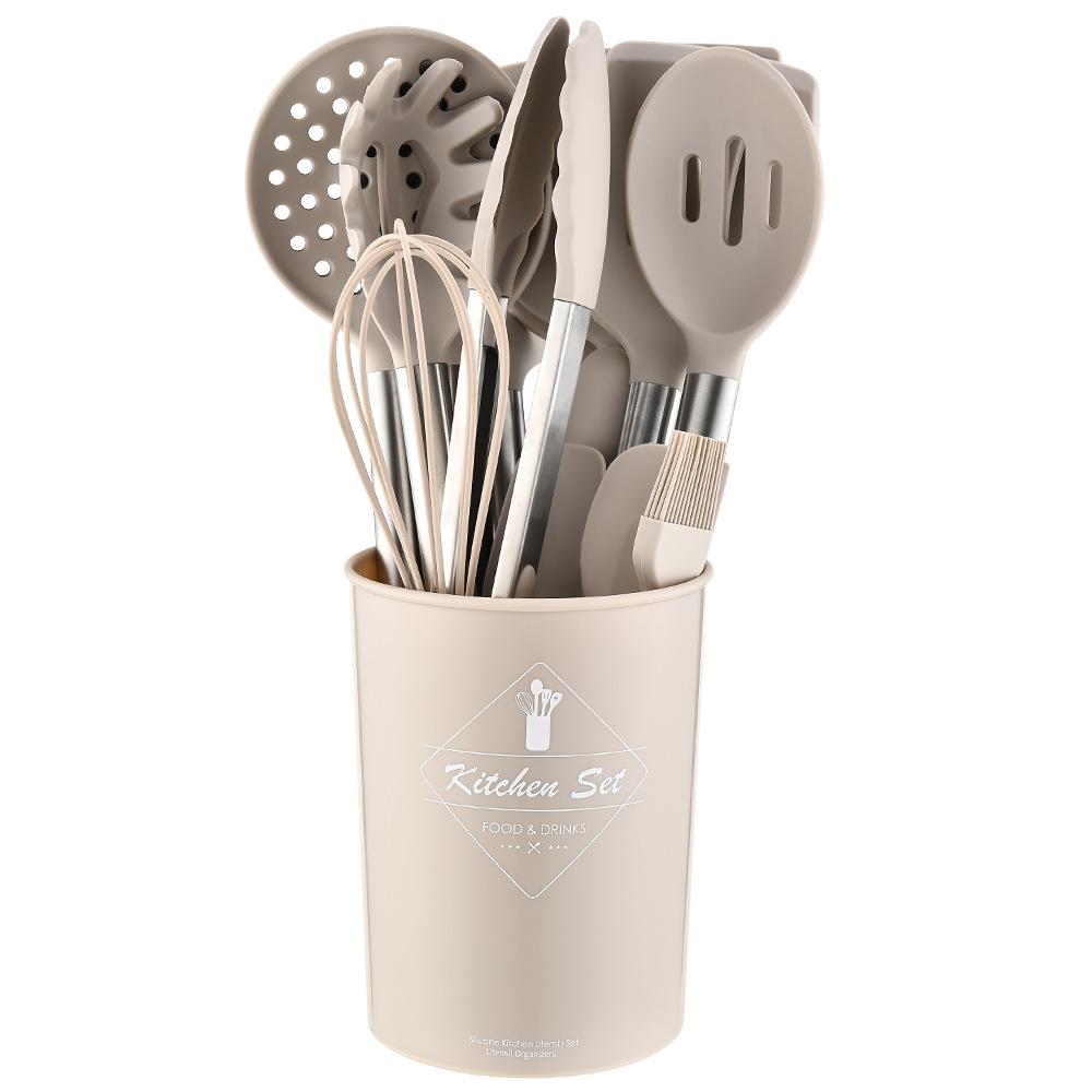 Ruiming 14-Piece Non-Stick Silicone Kitchen Utensil Set with Stainless Steel Handles