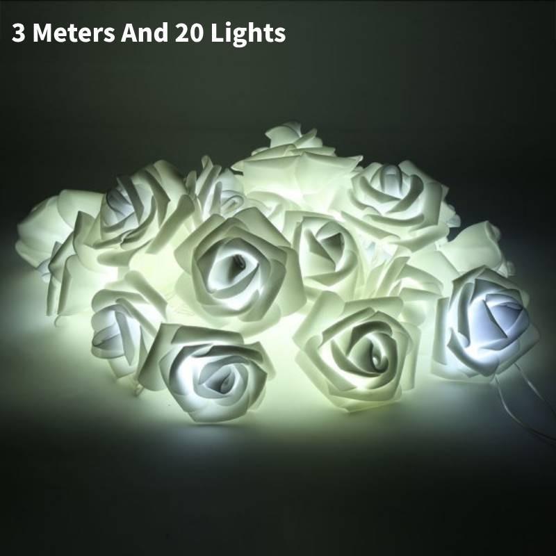 Romantische LED Rosen Lichterkette Warmweiß Batteriebetrieben Deko für Hochzeiten und Heiratsanträge