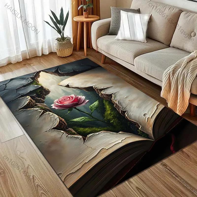 Visual Arts Roses In The Cracks Print Carpet for Bedroom Living Room Bedside Sofa Floor Mat Modern Home Decor Area Rug Multisize