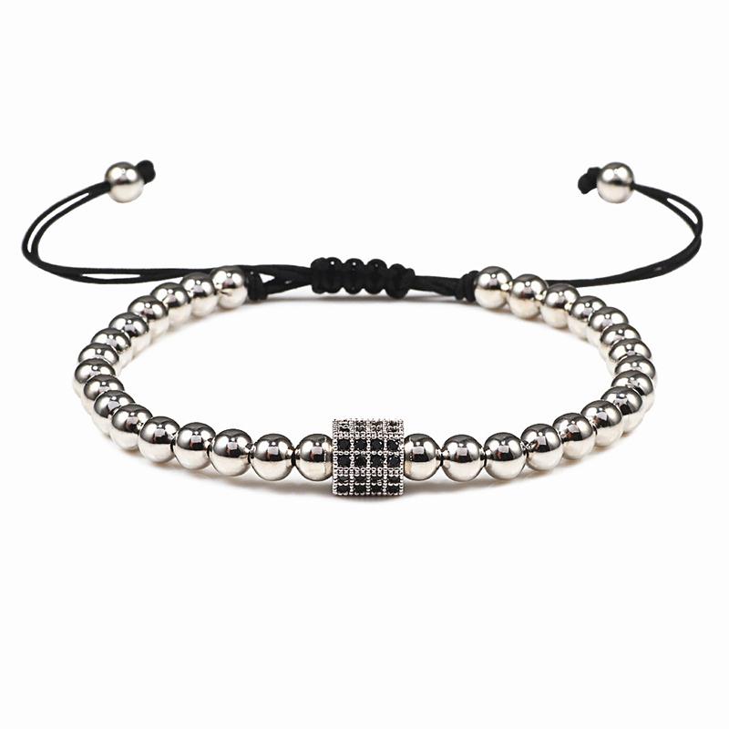 Charm Skull Head Copper Beads Bracelets Handmade Pave CZ Skeleton Crystal Adjustable Bracelet Punk Wrist Jewelry for Women Men