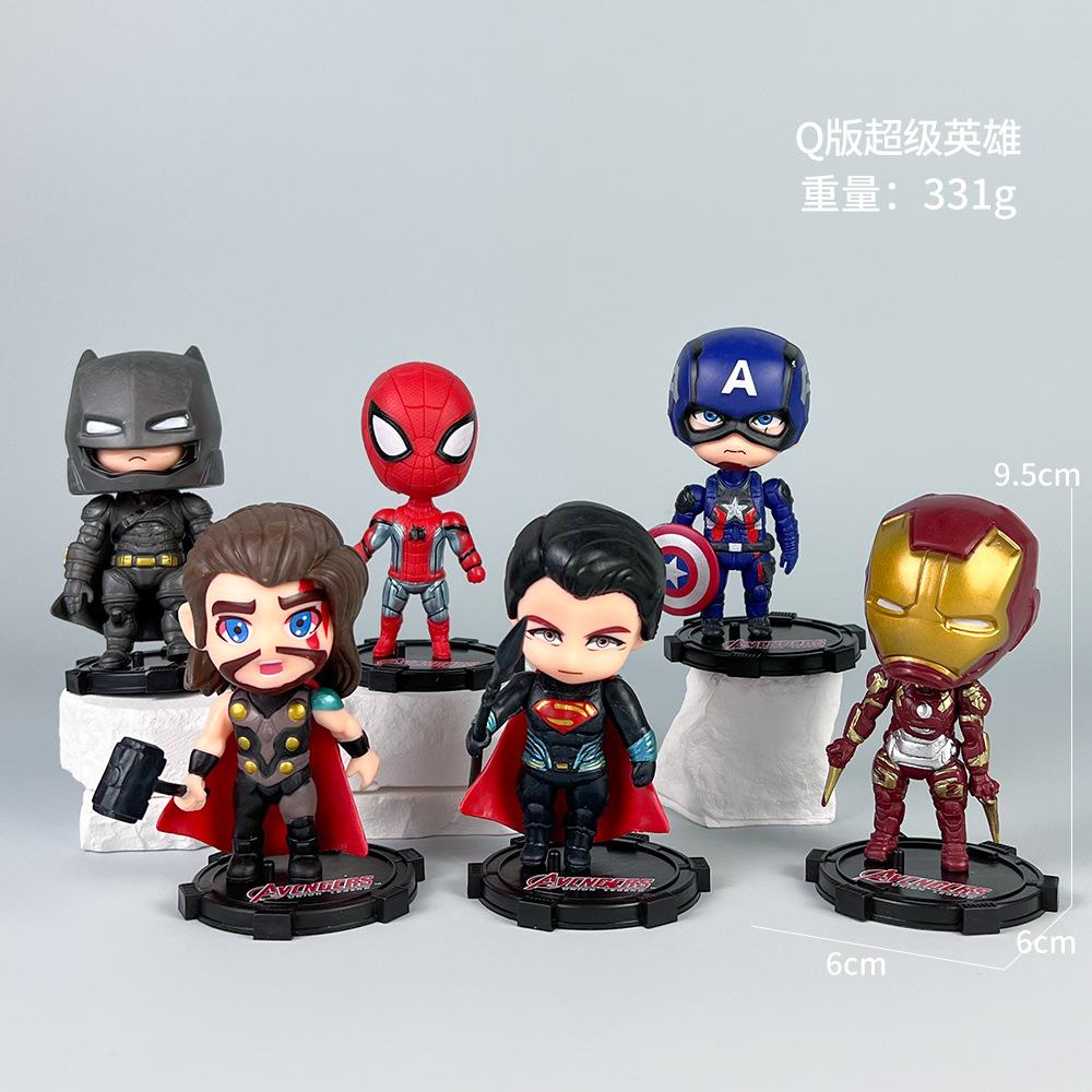 Avengers figurine, anime-style superhero Iron Spiderman, Captain America toy model