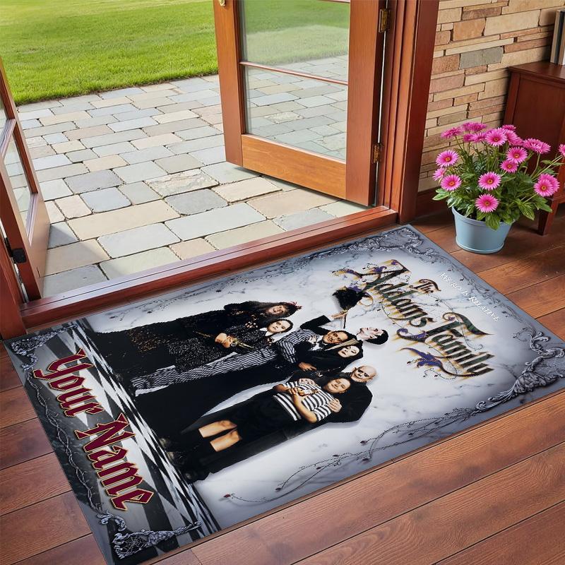 Crystal Velvet Rug Custom Name Text, Soft Non Slip Floor Mat Home DecorThe Addams Family