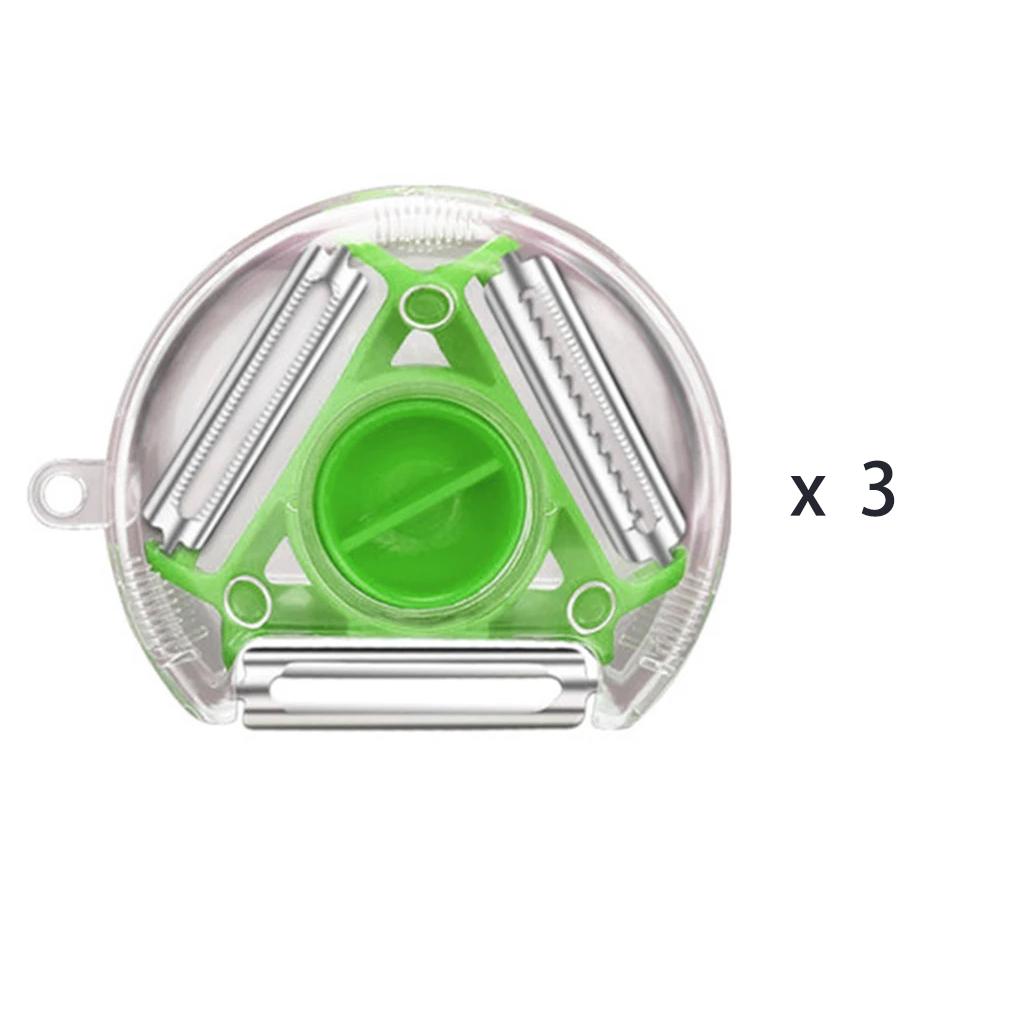 1 Stück 3-in-1 Magic Trio Sparschäler Set Hobel Raspel Schäler Julienne Schneider Multi-Schälmesser Zester Reibe Küchenwerkzeug