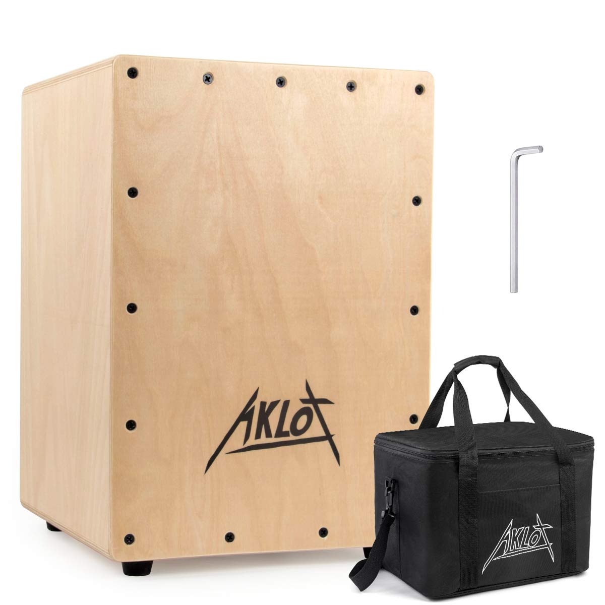 

AKLOT Cajon, Wooden Box Drum, Percussion Instrument with Case and Adjustable Snare Drum for Beginners and Professionals (35.525.425.4cm)