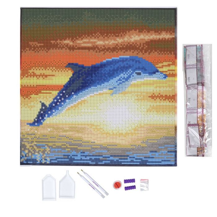Diamant-Malset – Delfinmalerei – 30 x 30 cm