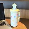 Neue Blume Isoliert Tasse Edelstahl mit Strohhalm Thermoskanne mit Lanyard Vakuum Becher für Kleinkinder Geschenke